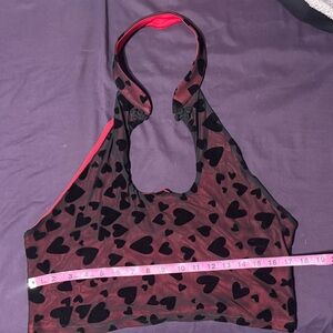 SHEIN Black and Red Heart Halter Bralette